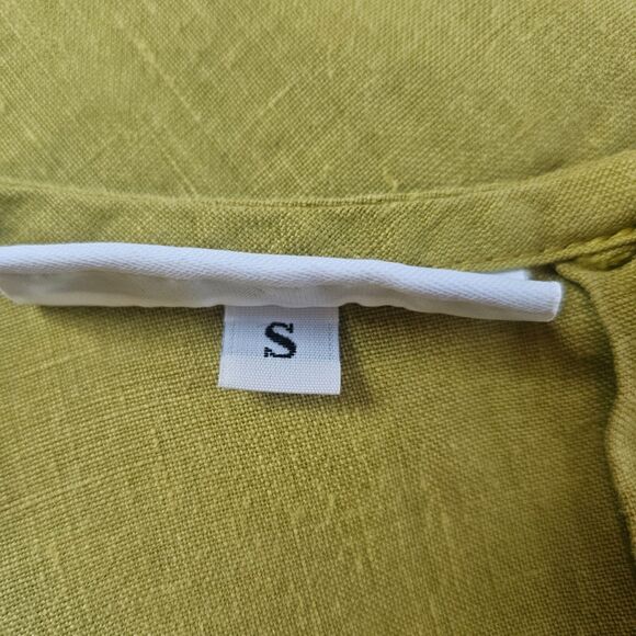 BRYN WALKER 100% Linen Tunic Small Side Slits Sleeveless Green Beachy Lagenlook - Picture 7 of 9